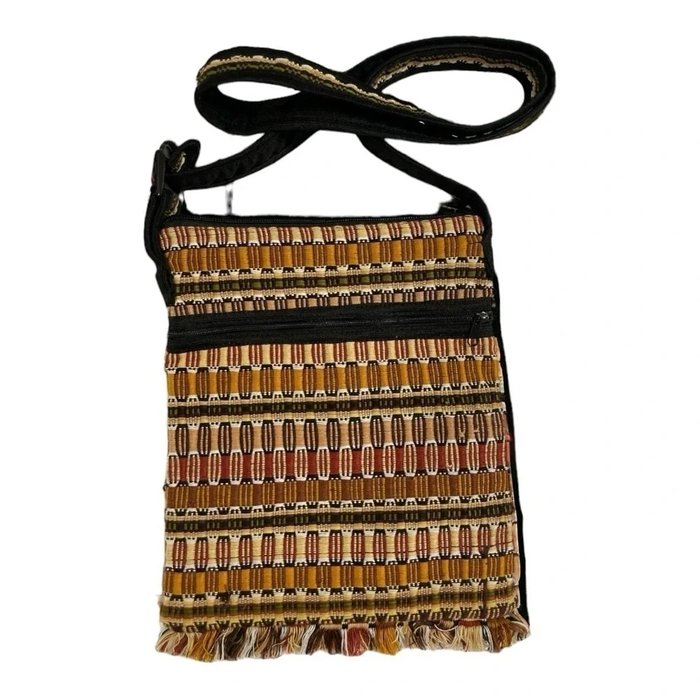 Panalito Guatemalan Woven Crossbody Travel Bag | Ethnic Handwoven Fringe